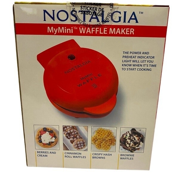 Nostalgia Electric Waffle Maker, Red - Picture 4 of 5